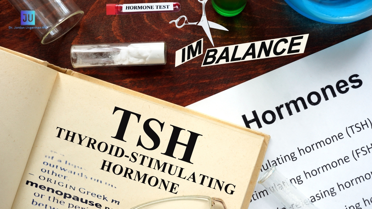 A page of book titled TSH which is referred to thyroid Hormones, also there is texts of hormonal test and imbalance, The image is mainly focusing Hormonal Imbalance.